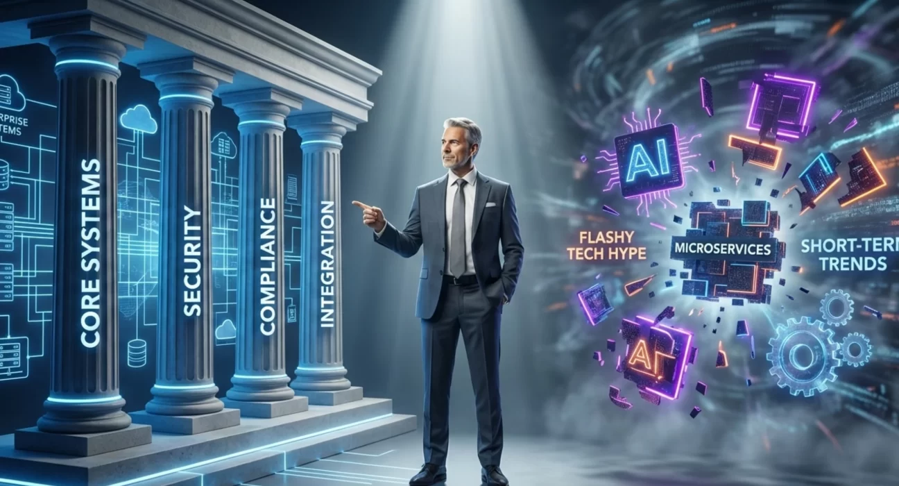 Enterprise leaders evaluating a long-term technology stack, balancing stability, integration, and maintainability over short-term hype.
