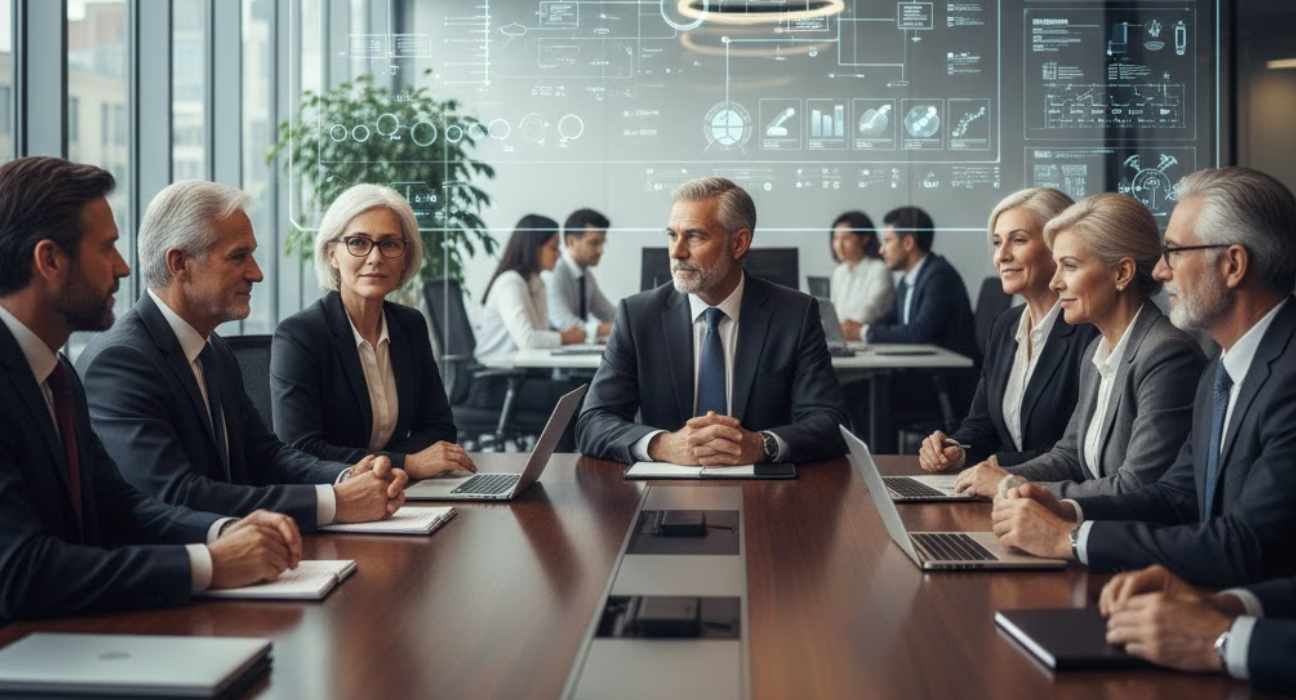 Enterprise leaders and development partners collaborating on a long-term application roadmap and strategic technology partnership