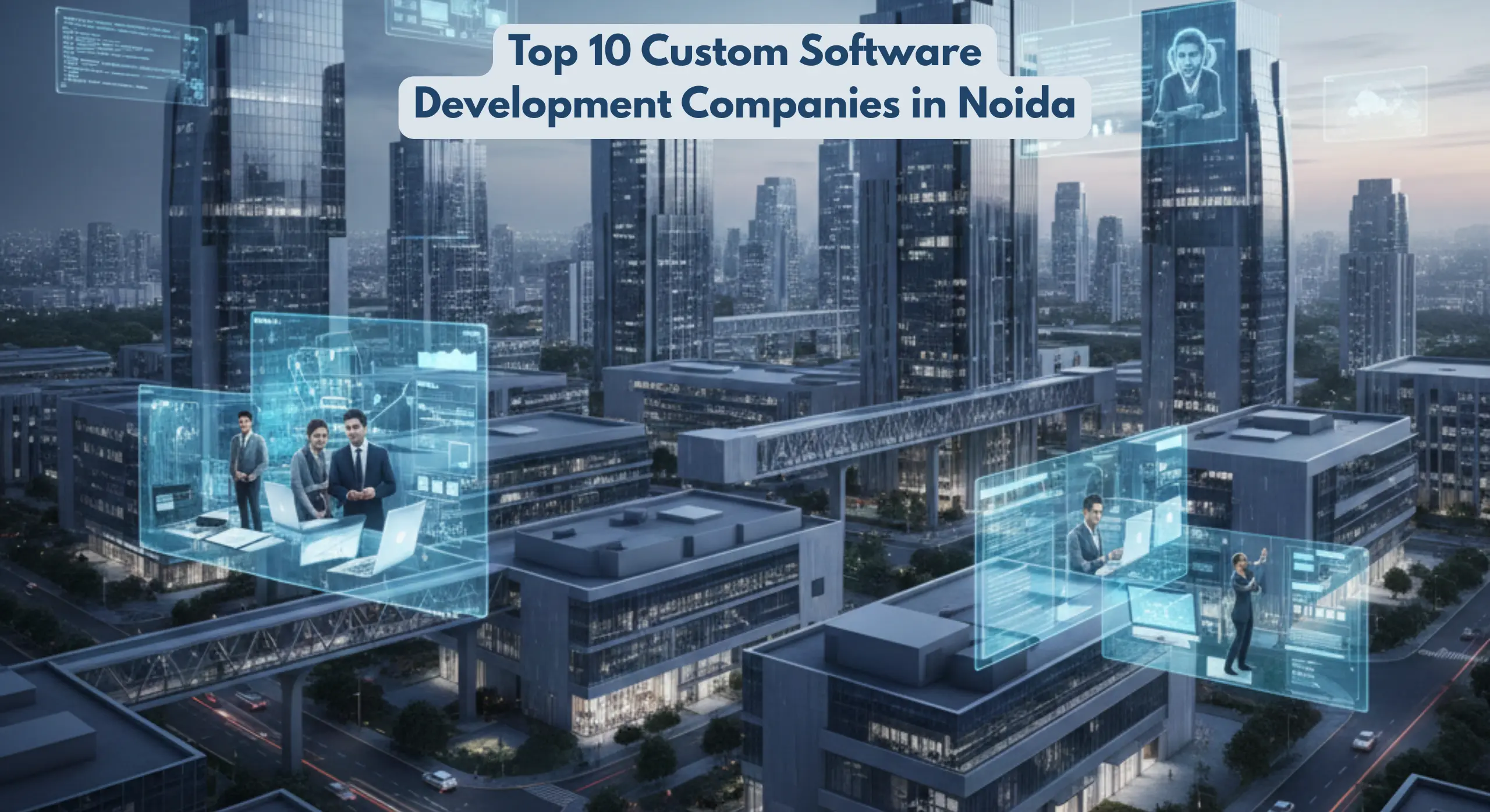 Top 10 custom software development companies in Noida showcasing leading IT firms, developers, and technology innovation