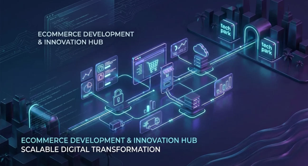 Illustration showing top ecommerce development companies in Thiruvananthapuram offering online store development, payment gateway integration, mobile commerce, and scalable digital solutions