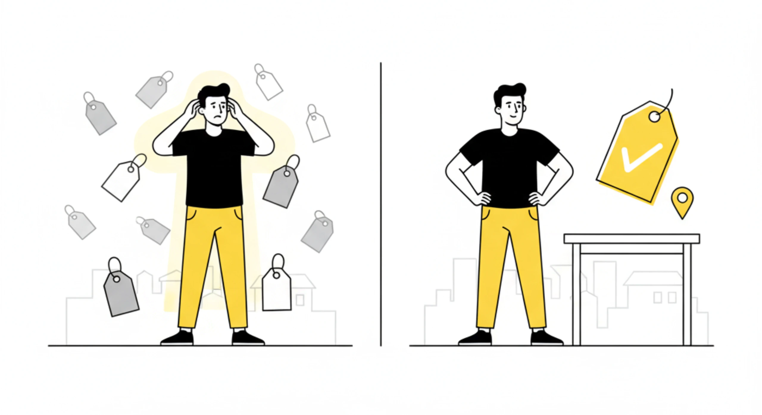Illustration showing how sellers decide when to reduce price and when to hold firm while selling locally