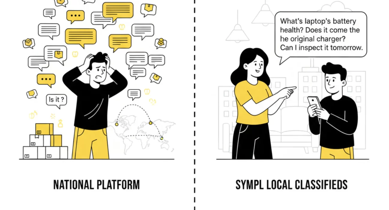 Comparing enquiry quality for local buying and selling in India on Sympl versus national platforms