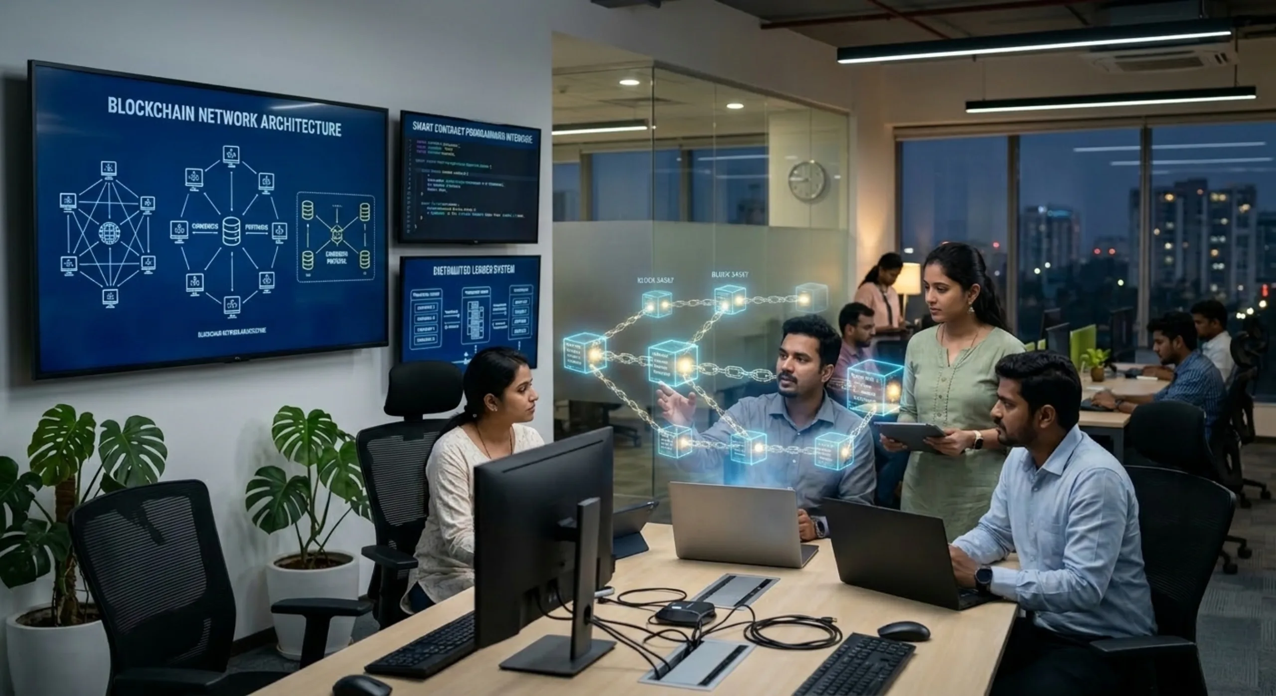 Top 10 Blockchain Development Companies In Hyderabad including Ozrit, Kellton Tech, ValueLabs, Zensar and Mphasis.